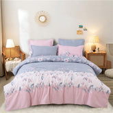 1 Flat Bedsheet For King Size With 2 Pillow Cover + Comforter - 90 X 100 Inch, Pink & Lavender | Super Soft Glace Cotton - 4 Pcs Bedding Set | Perfect Gifts Set Wedding, Anniversary