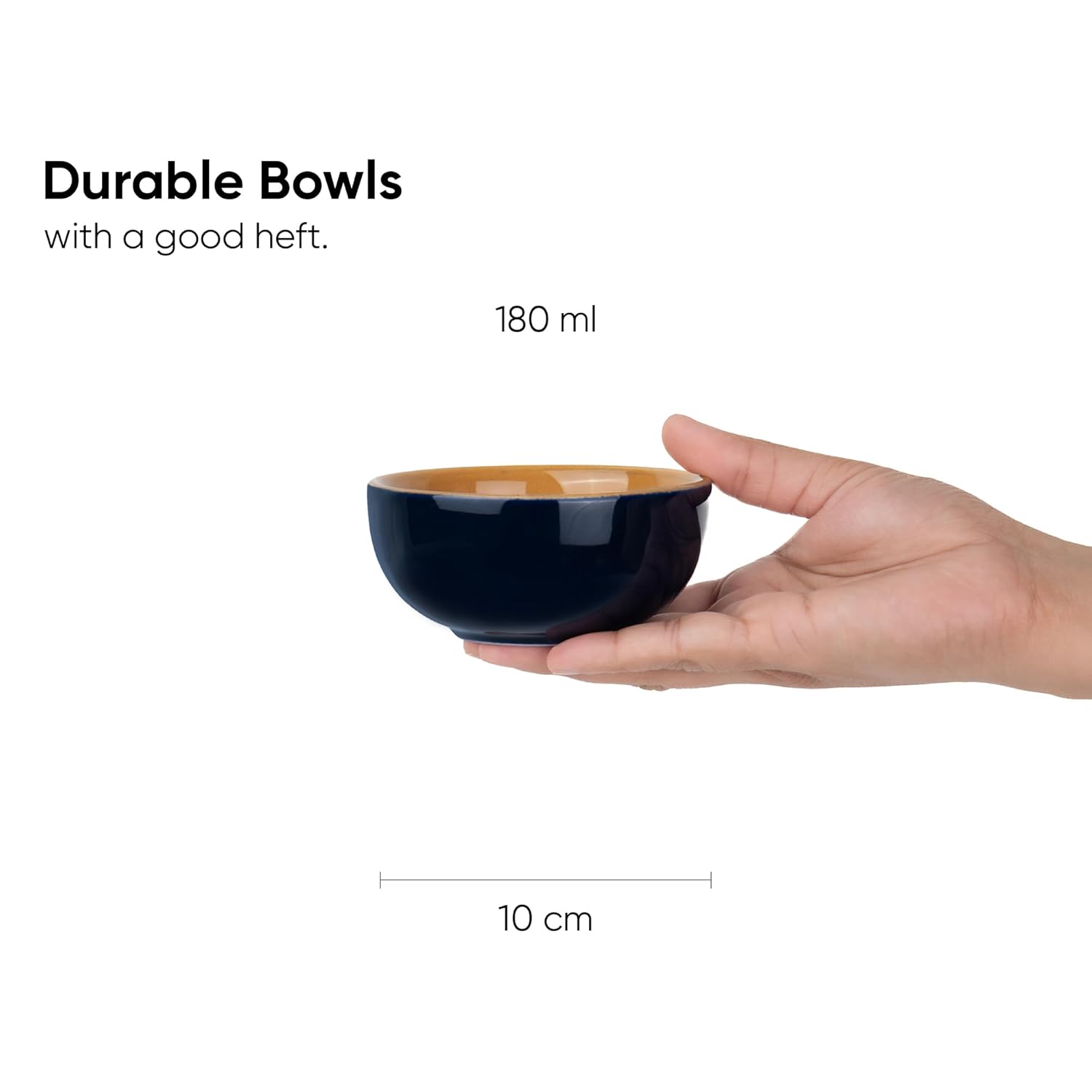 Ceramic Veg Bowls Set Of 6 For Dinner - 180ml Each, Midnight Blue | Katori Set With Glossy Finish - Stoneware Ceramic Bowls Set Of 6 | Dessert Bowl Set Ceramic Veg Bowls Set Of 6 For Dinner - 180ml Each, Midnight Blue | Katori Set With Glossy Finish - Stoneware Ceramic Bowls Set Of 6 | Dessert Bowl Set