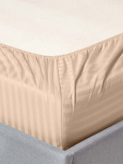 King Size Fitted Bedsheet With 2 Pillow Cover - 72 X 78 Inches, Beige | Super Soft Premium Brushed Glace Cotton Bedsheet, Breathable & Wrinkle Free