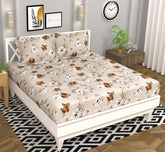 Microfiber Double Bedsheets With 2 Pillow Covers | 88 X 90 Inches, Off White & Brown - Summer Breathable & Wrinkle Free | Bedsheet Long Lasting & Soft To Touch