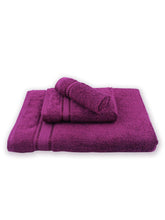 Ramraj Cotton Bamboo Terry Bath, Hand & Face Towel 850 Gsm | Quick Dry & Anti Microbial Combo Towel (Purple) - Set Of 3