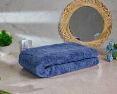 Fezora Microfiber Bath Towels 555 Gsm, | Extra Soft Plush & Quick Dry High Absorbency With Large Size Towels For Bathing Pack Of 2 (Dark Blue & Purple)