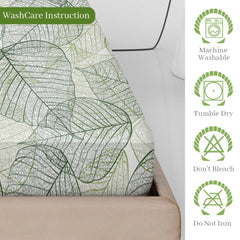 Printed King Size Double Bedsheet With 2 Pillow Cover For Bedroom | 72 X 78 Inches, Light Green - All Around Elastic Fitted | Ideal For Everyday Use