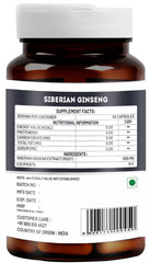 Vitawin Siberian Ginseng For Improve Immunity & Boost Energy, Stamina & Strength, Natural Herbal, 500mg, Nutrition Supplement | 60 Veg Capsules 100gm 0.2lbs