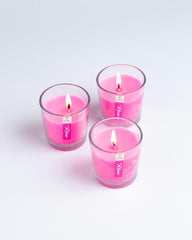 ROSE FRAGRANCE VOTIVE GLASS CANDLES | BURNING TIME 12 HOURS | BEST GIFT SET OF 3