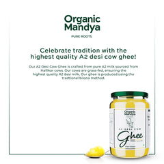 100% Pure A2 Desi Cow Ghee By Organic Mandya | Highly Nutritious Helps Keep Your Eyesight Desi Cow Ghee | 950ml (475ml * 2) 32.1 Ounce | Jar Pack