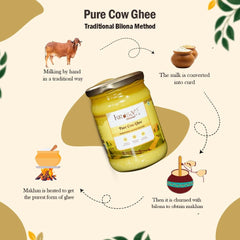 100% Natural Cow Ghee By Krisa Organic | Rich In Nutrients & Vitamins A, D Healthy Pure Desi Ghee Good For Boost Immunity | (500ml) 16.9 Ounce | Jar Pack