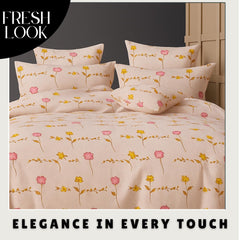 Microfiber Double Bedsheet King Size With 2 Large Size Pillow Covers | Size 108x108+9 Inches, Rose Pink | Perfect For Daily Use, All-Season Use Or Gifting Bedsheet