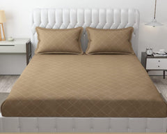 Check Beige Bedsheet For King Size With 2 Pillow Cover (90 X 95 Inches) | Softer & Durable For All Season | Ideal For Daily Use Home Bedsheet