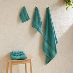 Livspace 100% Cotton 2 Bath, 2 Hand & 2 Face Towel 1300 Gsm | Solid Dyed Super Soft Absorbent & Quick-Dry For Gym & Home Paleto Collection Towel (Teal)- Set Of 6