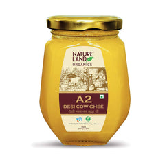 Natural A2 Desi Cow Ghee By Natureland Organics | Delicious & Nutritious Healthy Desi Cow Ghee Good For Enhances Brain Function | (350ml) 11.8 Ounce | Jar Pack