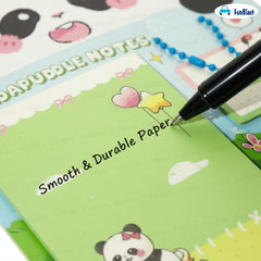 Panda Sticky Notes - 30 Small Sticky, 30 Medium Sticky | Stationery Gift For Student - Green