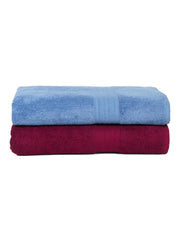 Creeva Classic Bath Towel 1000 Gsm (Wine & Royal Blue) - Set Of 2