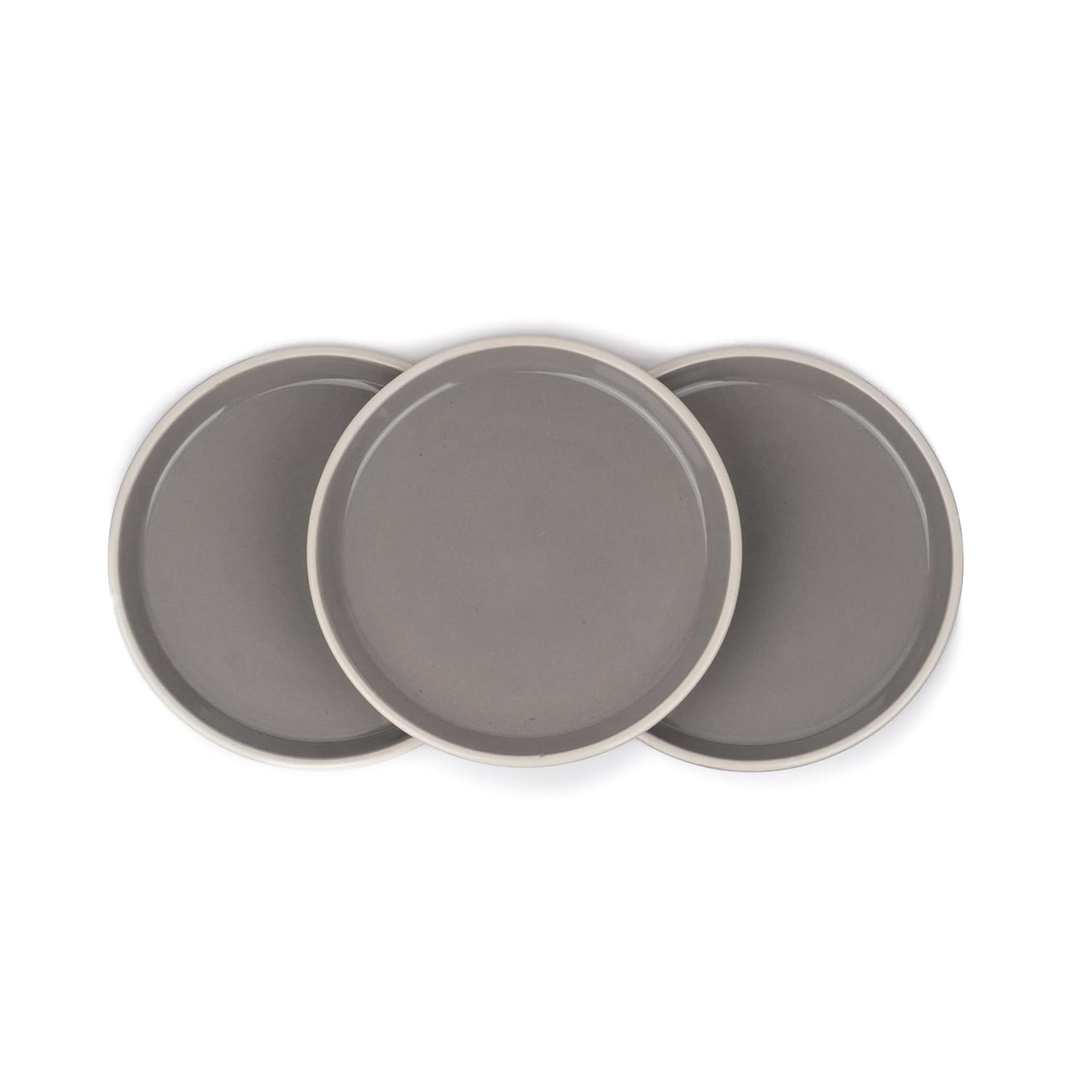 Rim Quarter Plates Set Of 6, Grey With White Rim | Ceramic Snack Plates - Snacks Plates Set | Dessert Plates, Snack Plate - Small Plates With Glossy Finish | Microwave Safe & Chip Resistant Rim Quarter Plates Set Of 6, Grey With White Rim | Ceramic Snack Plates - Snacks Plates Set | Dessert Plates, Snack Plate - Small Plates With Glossy Finish | Microwave Safe & Chip Resistant