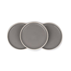 Rim Quarter Plates Set Of 6, Grey With White Rim | Ceramic Snack Plates - Snacks Plates Set | Dessert Plates, Snack Plate - Small Plates With Glossy Finish | Microwave Safe & Chip Resistant