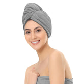 Sassoon Venir Microfiber Hair Wrap Towel 450 Gsm | For Women With Smooth Texture Super Absorbent Quick Dry Hair Turban (Grey)