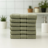 Akiko Home 100% Cotton Essential Series Hand Towels 1200 Gsm | Soft, Absorbent & Durable, Cotton Hand Towel For Bathroom Use, Gentle On Skin- Pack Of 6 (Green)