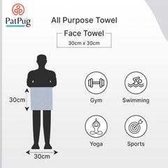 Patpug 100% Indian Ultra Soft Cotton Face Towel 500 Gsm | Napkin, Baby Face Towel, For Facewash, Gym, Travel, Hanky (Silver Grey) | Pack Of 4