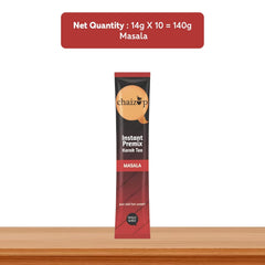 Chaizup Premium 1 Min Instant Masala Tea Premix - 140gm, 4.9 Ounce, 10 Sachets | Just Add Hot Water - Assam Masala Chai Powder | Low Caffeine, No Added Color - Home Like Tea
