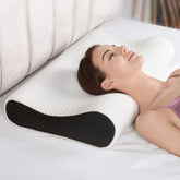 Memory Foam Pillow, Contour Memory Foam Orthopedic Pillow, White, Standard Size - 20 X12 Inch | For Neck & Shoulder Pain Relief With Dual Height | Removable Zipper Cover - Pack Of 2