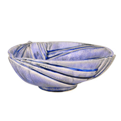 Studio Pottery Ceramic Extra Large Serving Bowl With Cut Design - Blue, 25 Cm, 1700ml | Snack Serving Bowl - Pasta Serving Bowl