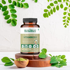 Herbalduty Plant Based Vitamin B12 Supplement | B1, B2, B3, B5, B6, B7, B9, Moringa| Boost Energy Level , Good For Digestion & Nerve Health | Glowing Skin For Men & Women , 60 Tablets 100gm 0.2lbs