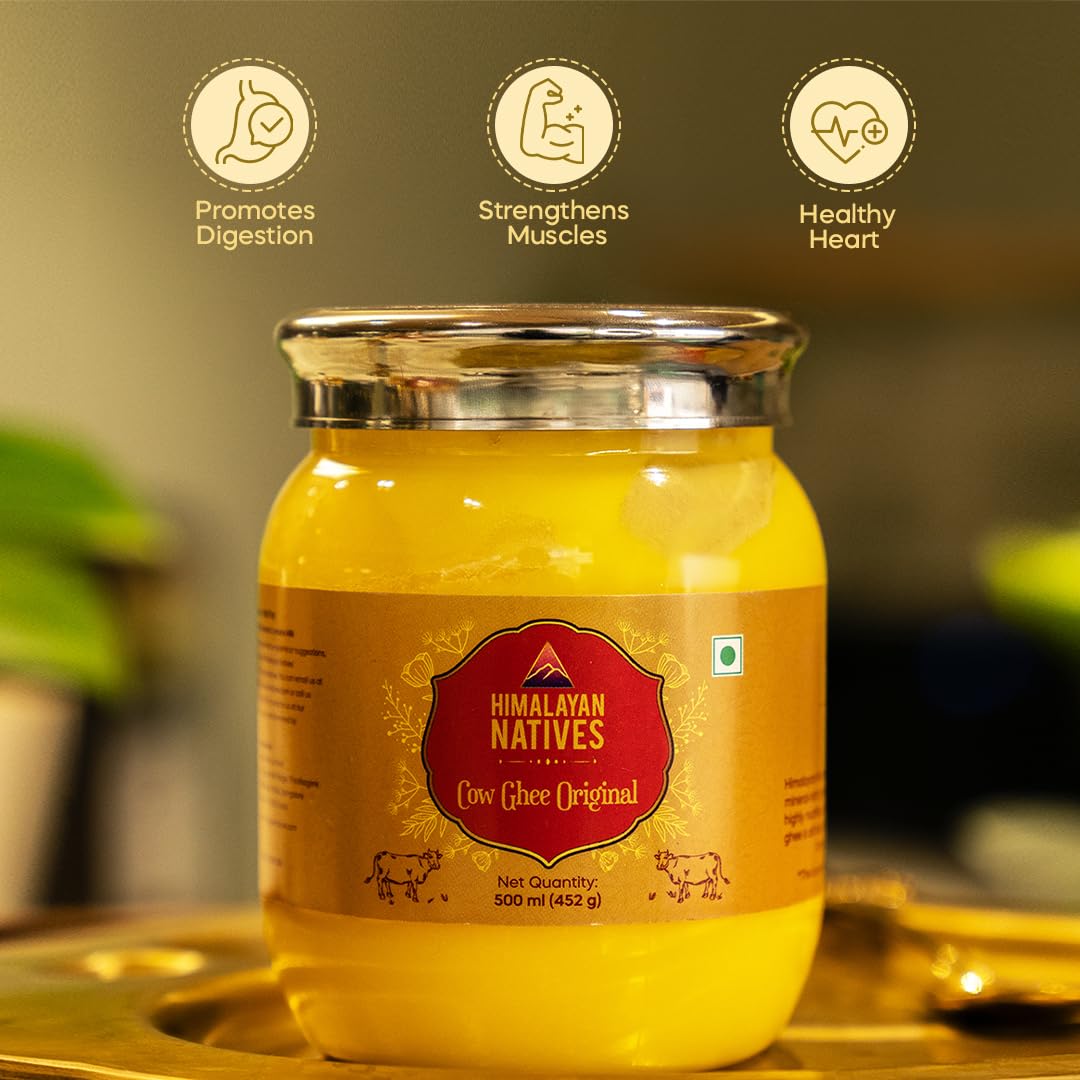 Organic Cow Ghee Original By Himalayan Natives | Highly Nutritious Helps Keep Your Boost Immunity & Energy Desi Cow Ghee | (500ml) 16.9 Ounce | Jar Pack Organic Cow Ghee Original By Himalayan Natives | Highly Nutritious Helps Keep Your Boost Immunity & Energy Desi Cow Ghee | (500ml) 16.9 Ounce | Jar Pack