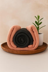Drape&Luxe Gen-Z Towel Premium Waffle Cotton Bath Towel 1200 Gsm | Super Soft & High Absorbency Towel, Quick Drying Large Size Towels (Black & Pink) - Pack Of 2