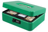 Large Cash Box With Combination Lock Safe Metal Money Box With Money Tray For Security Lock Box 9.84"X 7.87"X 3.54" Colour - Green