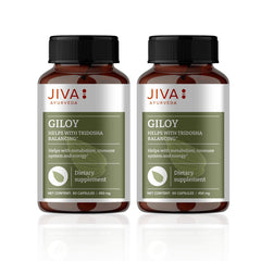 Jiva Giloy For Digestion 100% Pure & Natural Ageing & Immunity Boost, Herbal Supplements, Rich In Antioxidants, Natural Immunity - Booster Herb | 60 Capsules 100gm 0.2lbs Each Pack Of 2