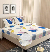Cotton Elastic Fitted Bedsheets With 2 Pillow Covers Double Bed All Around Elastic | 72 X 78 +10 Inches, White-Breathable & Skin-Friendly Bedsheet