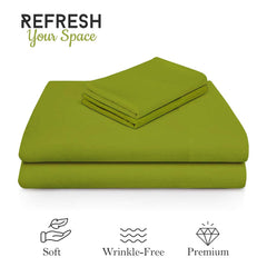 Queen Size Solid Plain Bedsheet Set Includes 2 Pillow Covers - 90 X 95 Inches, Parrot Green | Exceptional Softness & Breathability | Premium Microfiber Material