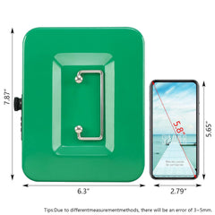 Medium Metal Cash Box With Combination Lock Safe & Money Tray For Security 7.87"X 6.30"X 3.54" Colour - Green