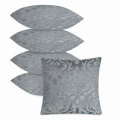 Microfiber Square Pillow Cushion For Sofa & Bed, Grey - 16 X 16 Inch | Soft, Fluffy For Comfort & Back Support | Breathable, Washable | Premium Velvet Outer Cover With Zip - Set Of 5