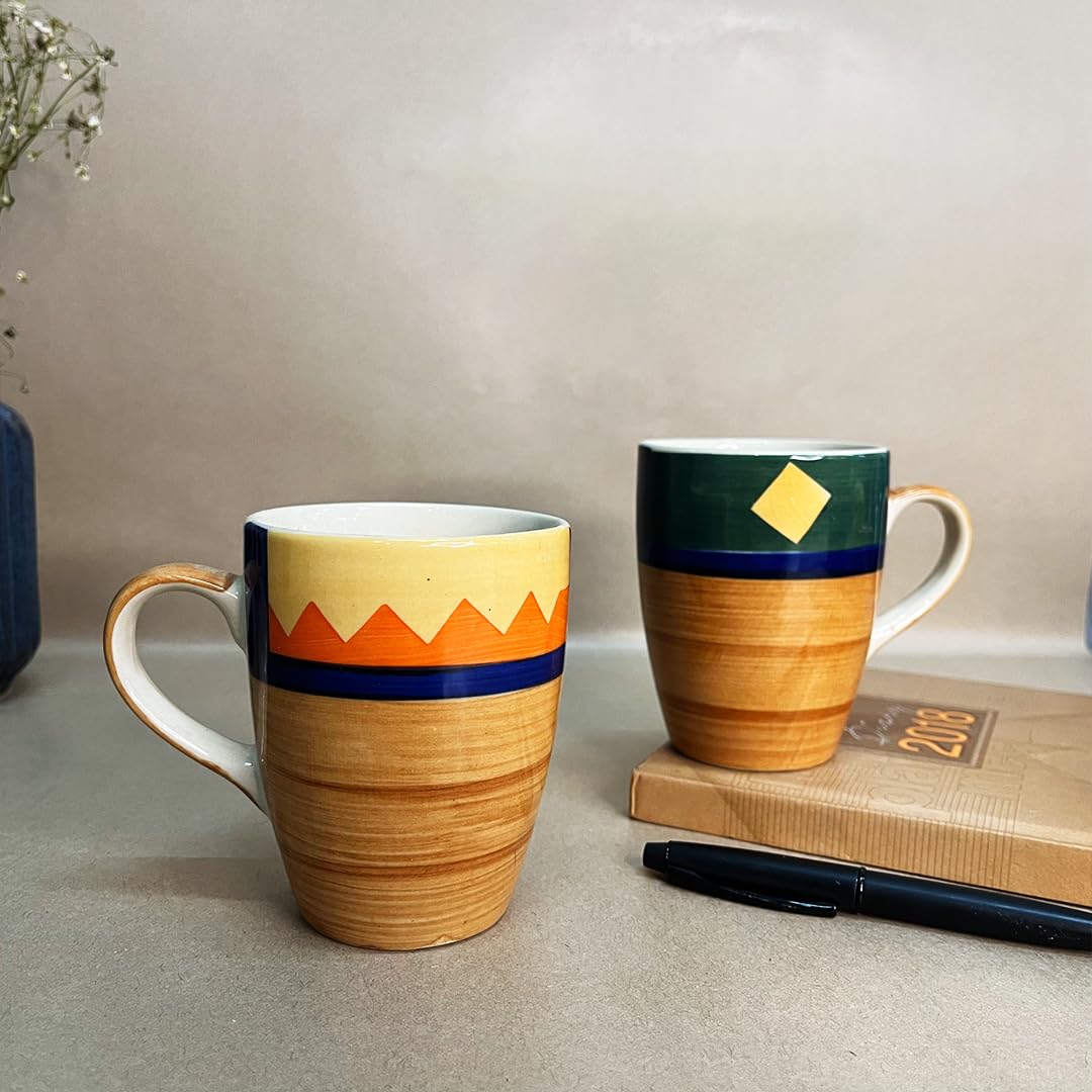 Hand Painted Boho Fiesta Ceramic Coffee Mug Set Of 2 - 300ml Each | Ceramic Mugs For Coffee, Tea, Milk - Microwave Safe & Dishwasher Safe Hand Painted Boho Fiesta Ceramic Coffee Mug Set Of 2 - 300ml Each | Ceramic Mugs For Coffee, Tea, Milk - Microwave Safe & Dishwasher Safe