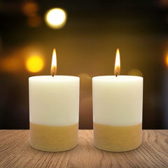 GOLD FINISH FRAGRANCE CANDLES 4 INCH DECOR CANDLES | BURNING TIME 60 HOURS