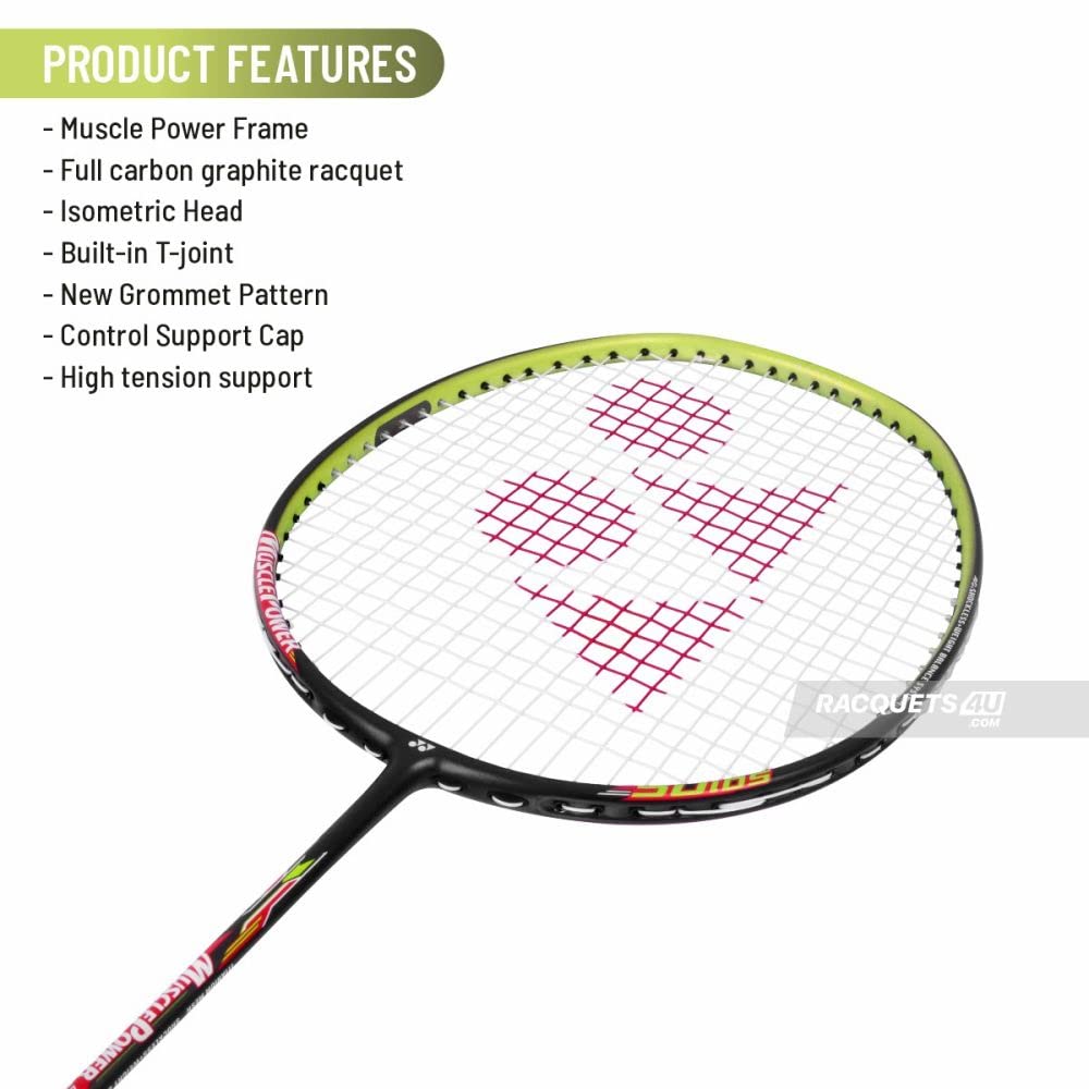 Yonex MUSCLE POWER 55 LIGHT, Badminton Racquet, Colour - Green, Grip Size - G4, Material - Titanium Mesh Yonex MUSCLE POWER 55 LIGHT, Badminton Racquet, Colour - Green, Grip Size - G4, Material - Titanium Mesh