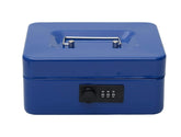 Metal Cash Box With Number Combination Lock, Size - Small, Colour - Blue, Material - Iron, Special Feature - Removable Tray