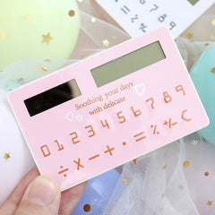 Mini Card Size Calculator Ultra-thin Cute Cartoon Solar Powered Calculator 8 Digits Display Portable For Office School Students Stationery Supplies