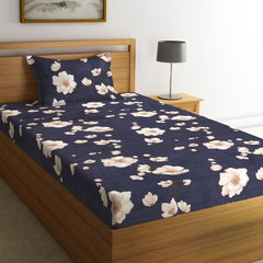 144 TC Microfiber Single Bedsheet With 1 Pillow Cover - 55 X 86 Inches, Blue | Soft To Touch & Comfortable | Natural Resistance To Shrinkage & Wrinkles