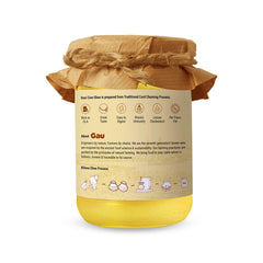 Pure A2 Desi Cow Ghee By Gau Organics | Natural Hand Made Curd Churned Desi Ghee Helps To Boost Immunity | (500ml) 16.9 Ounce | Jar Pack