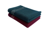 Space Fly Cotton Hand Towels 300 Gsm | Soft & Absorbent, Towels With White Triple Stripe Design (Multicolor) - Pack Of 2
