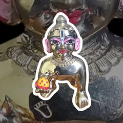 Gold Designer Attractive Pure Ashtadhatu Laddu Gopal, Brass, Gold - Size No.5, Golden Hand Painted Idol | Made In Vrindavan