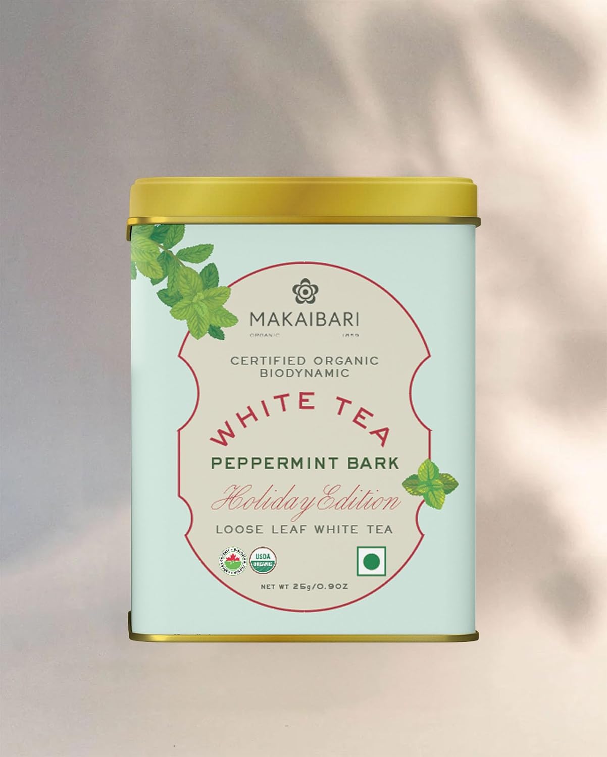 Makaibari Holiday Edition - Peppermint Bark White Tea 25gm, 0.9 Ounce + Ginger Spice Green Tea 100gm, 3.5 Ounce | USDA Certified Premium Loose Leaves Tea - Antioxidants, Immunity Booster Makaibari Holiday Edition - Peppermint Bark White Tea 25gm, 0.9 Ounce + Ginger Spice Green Tea 100gm, 3.5 Ounce | USDA Certified Premium Loose Leaves Tea - Antioxidants, Immunity Booster