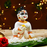 Laddu Gopal Idol, Bal Gopal, Lord Krishna Statue, Resin, White, Idol - 5.5 Inch, Religious, Decorative, Baby Krishna Murti, All Occasion