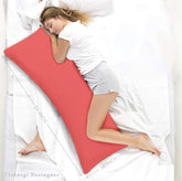 Microfiber Side Sleeper Pillow, Full Body Support, Large Pillows For Bed, Red Color | Long Pillow With Cover, For Resting, Sleeping, Neck Support, Multipurpose Pregnancy Maternity Pillow