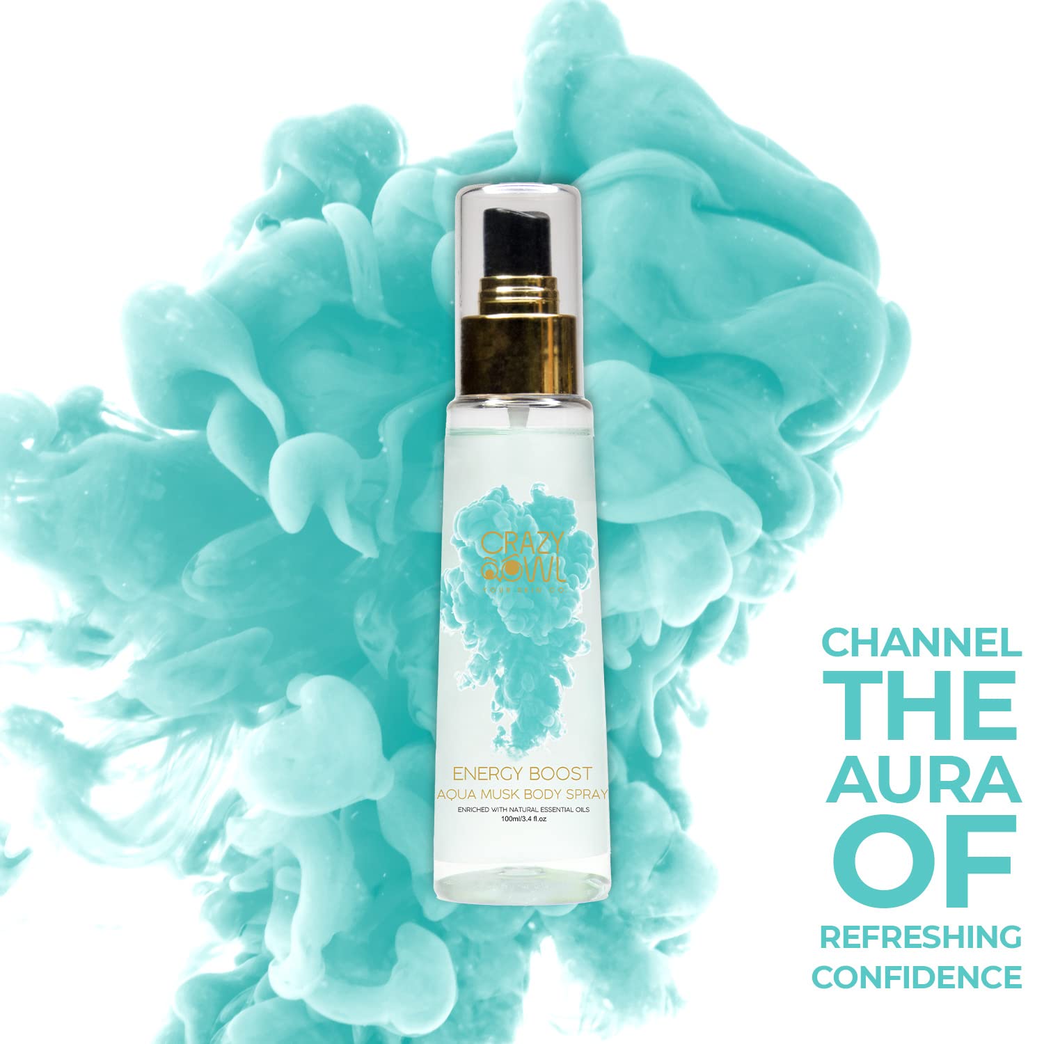 Crazy Owl Energy Boost Aqua Musk Body Spray 100ml 3.4 Fl.oz. Perfect For Daily Use, Long Lasting, No Gas | Everyday Perfume Mist For Men & Women Crazy Owl Energy Boost Aqua Musk Body Spray 100ml 3.4 Fl.oz. Perfect For Daily Use, Long Lasting, No Gas | Everyday Perfume Mist For Men & Women