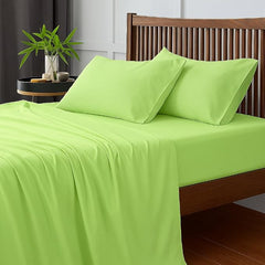 Bedsheets For Double Bed Microfiber Plain Sage Green Solid Bed Sheet Include Pillow Cover, Ultra Soft | 90 X 100 Inch - Ideal For Home, Hotel, Villa, Resort & Guest House