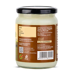 Organic A2 Desi Buffalo Ghee By God Choice Organic Farms | High In Protein Fiber Healthy Desi Ghee For Brain Function | (500ml) 16.9 Ounce | Jar Pack