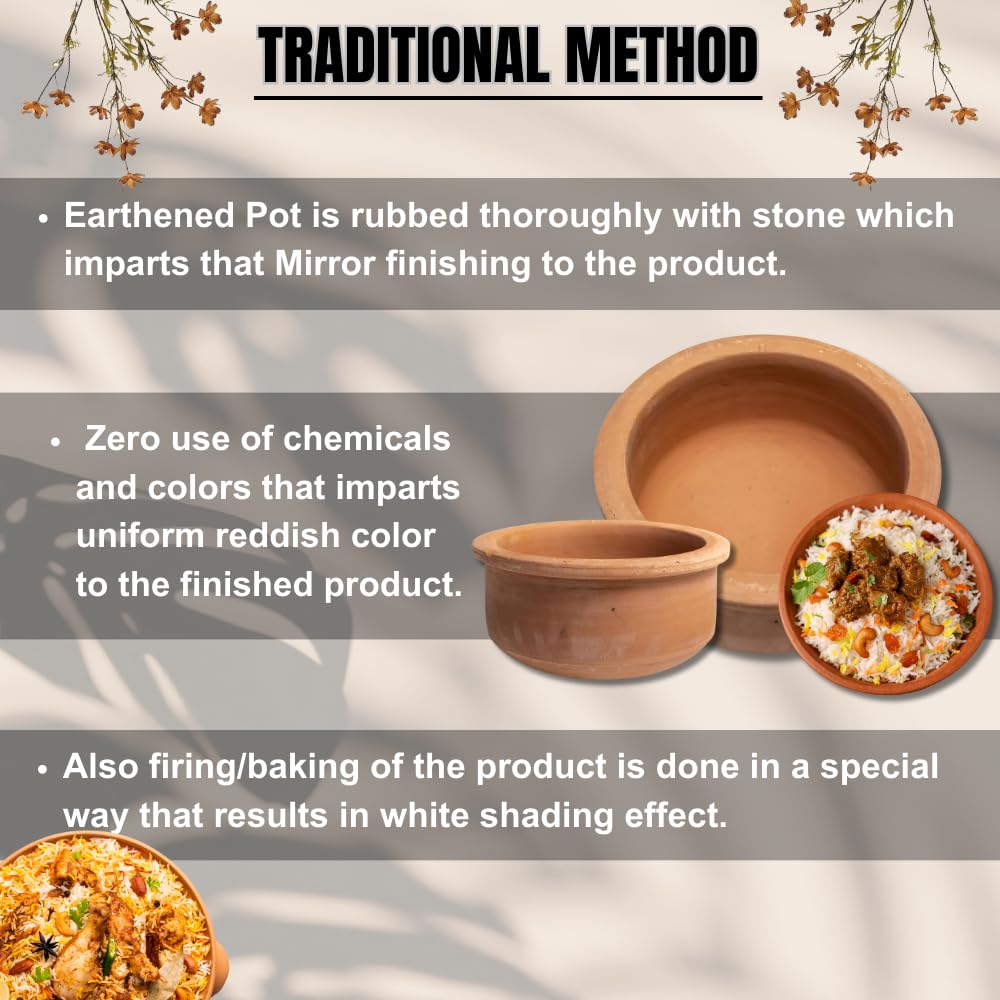 Exclusive Range Unglazed Clay Pot For Cooking & Serving 2 Liters, Red-Ochre (Gerua) Exclusive Range Unglazed Clay Pot For Cooking & Serving 2 Liters, Red-Ochre (Gerua)